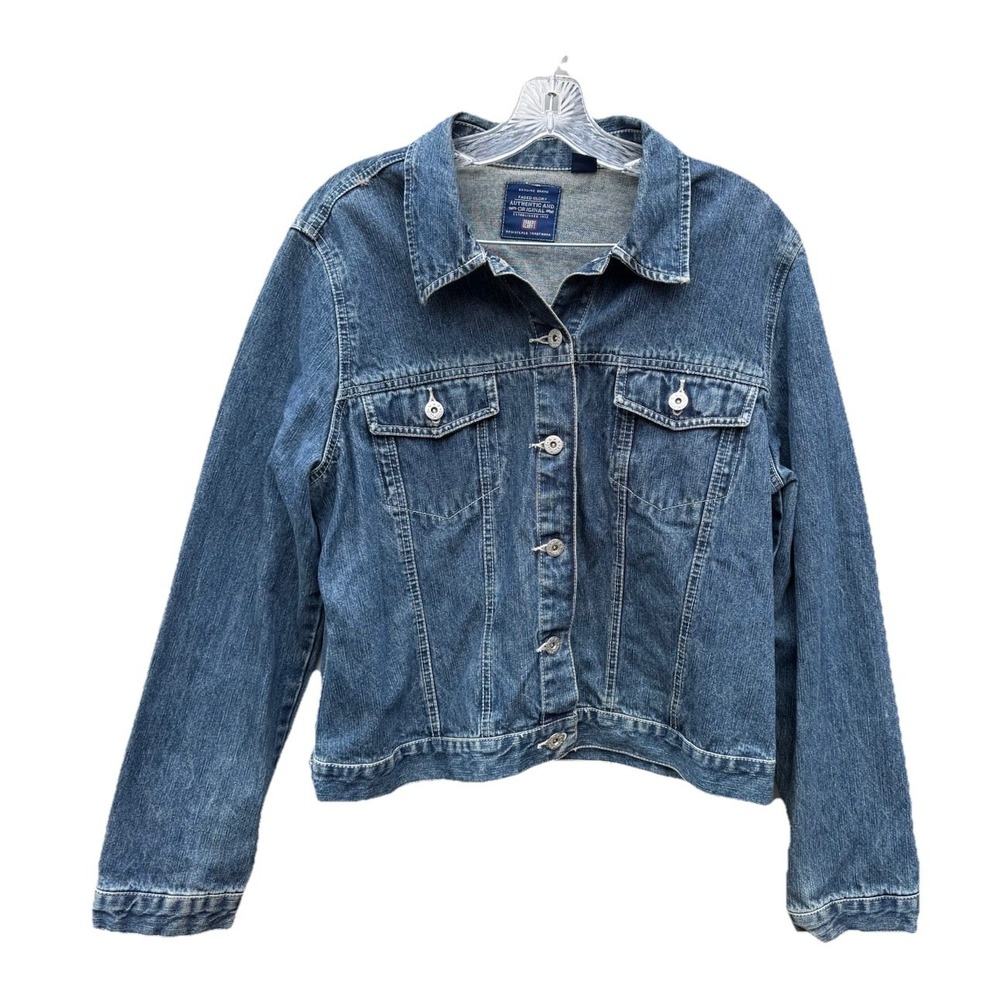VTG Y2k Faded Glory Denim Jean Jacket Womens Lg Cowgirl Western Boho Grunge 90s